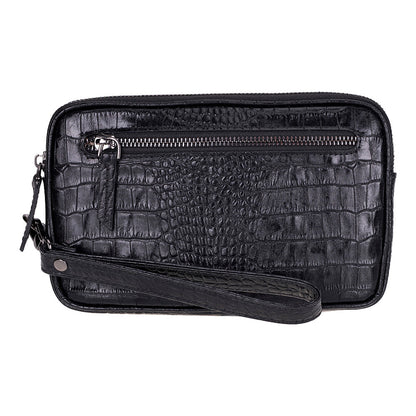 Axis Compact Unisex Wristlet Genuine Leather Clutch Bag