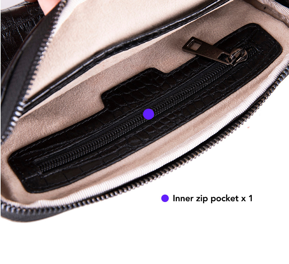 Axis Compact Unisex Wristlet Genuine Leather Clutch Bag