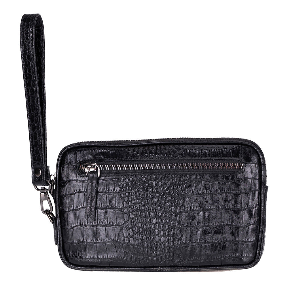 Axis Compact Unisex Wristlet Genuine Leather Clutch Bag