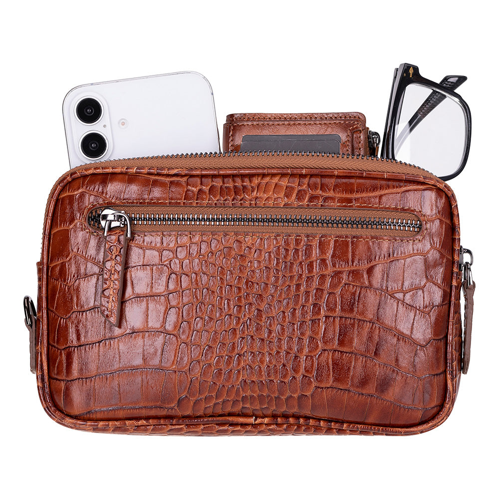 Axis Compact Unisex Wristlet Genuine Leather Clutch Bag