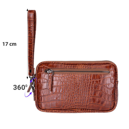 Axis Compact Unisex Wristlet Genuine Leather Clutch Bag