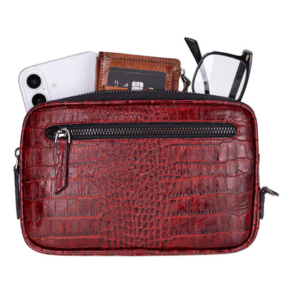 Axis Compact Unisex Wristlet Genuine Leather Clutch Bag