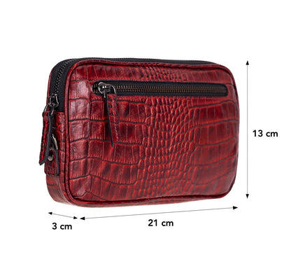 Axis Compact Unisex Wristlet Genuine Leather Clutch Bag