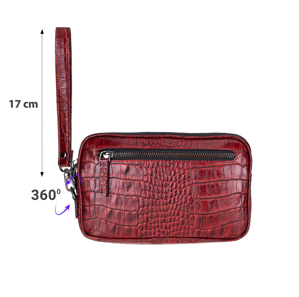 Axis Compact Unisex Wristlet Genuine Leather Clutch Bag