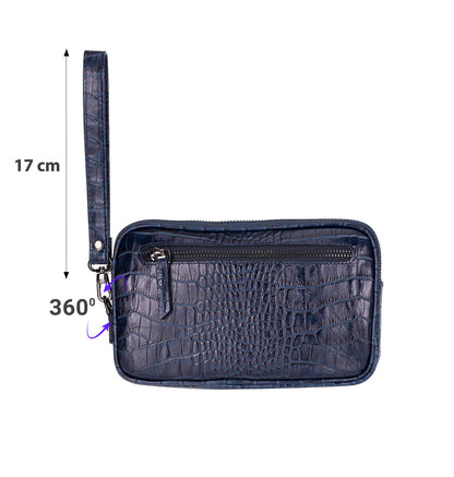 Axis Compact Unisex Wristlet Genuine Leather Clutch Bag