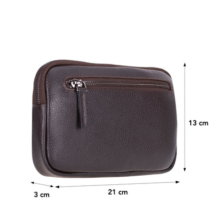 Axis Compact Unisex Wristlet Genuine Leather Clutch Bag