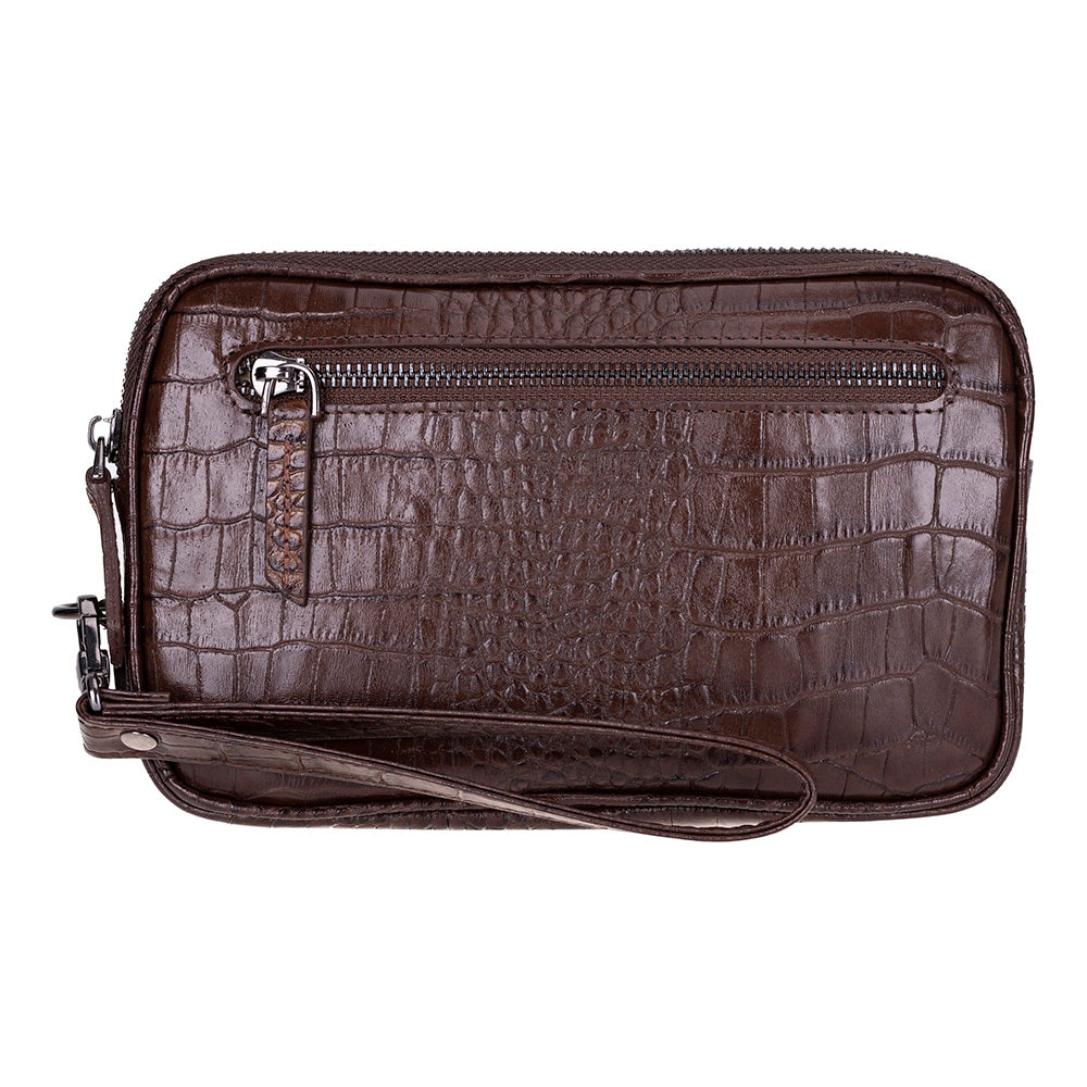 Axis Compact Unisex Wristlet Genuine Leather Clutch Bag