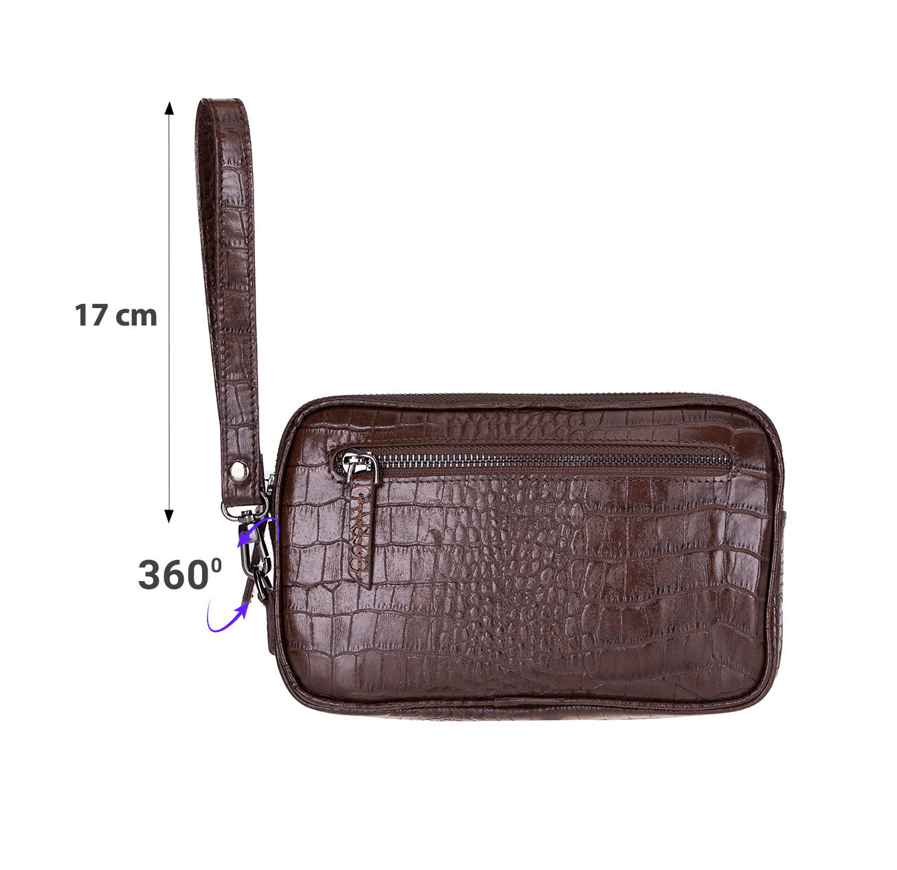 Axis Compact Unisex Wristlet Genuine Leather Clutch Bag