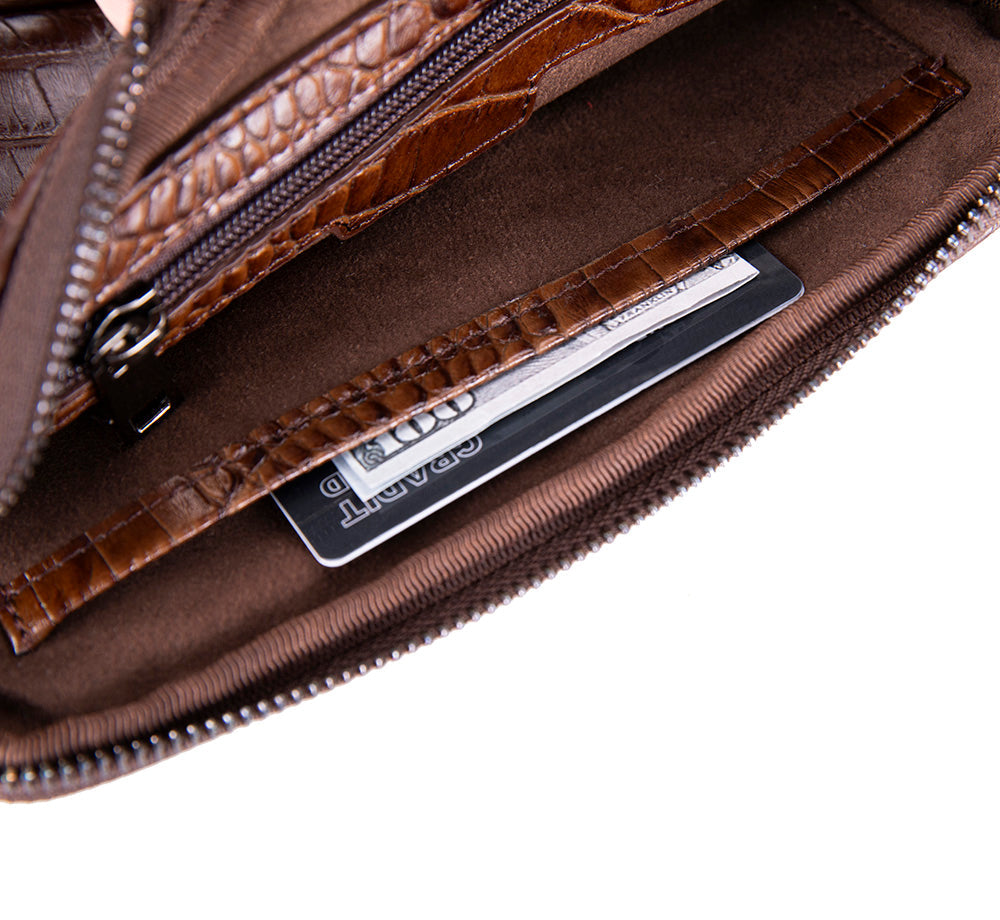 Axis Compact Unisex Wristlet Genuine Leather Clutch Bag