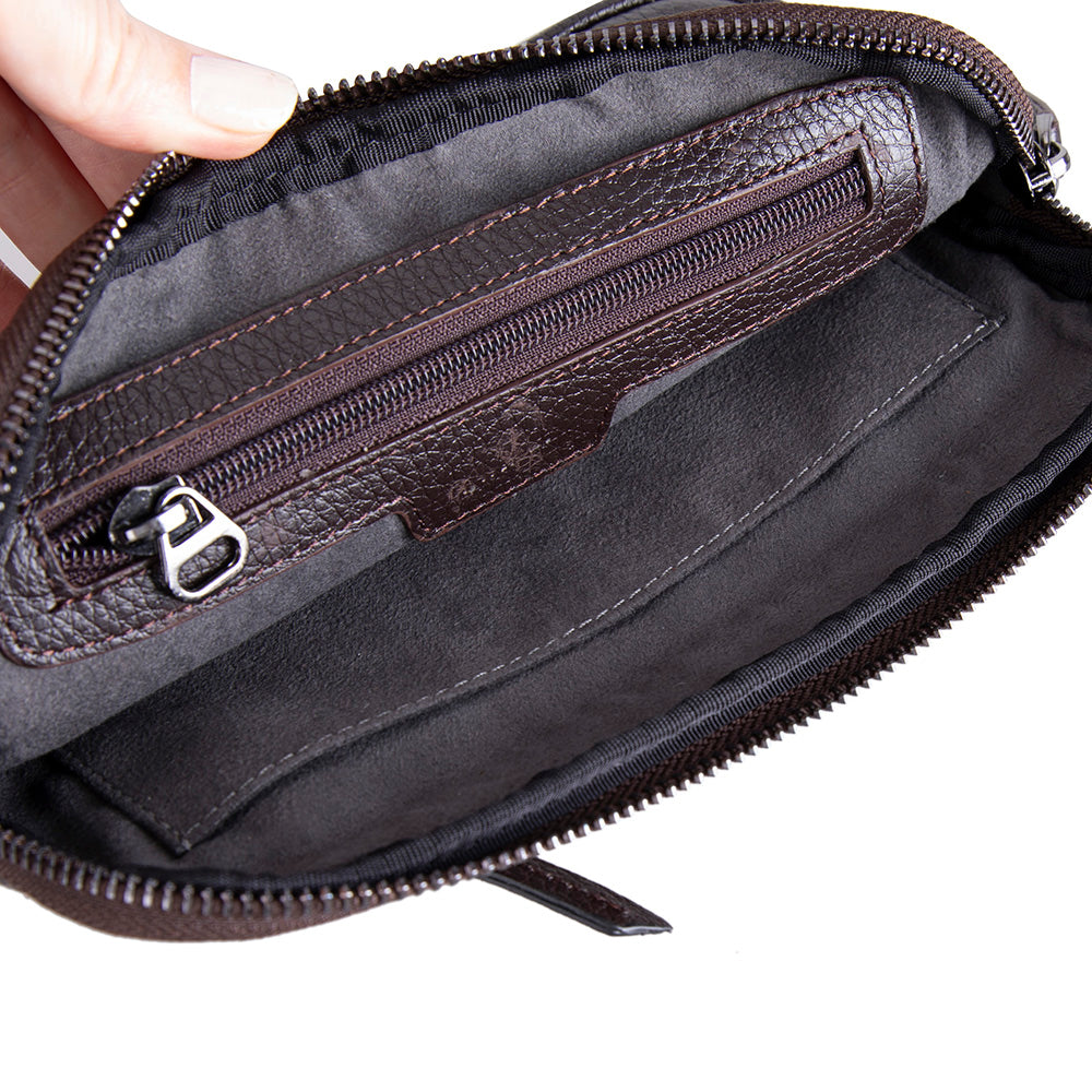 Axis Compact Unisex Wristlet Genuine Leather Clutch Bag