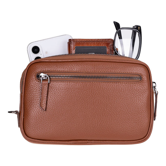 Axis Compact Unisex Wristlet Genuine Leather Clutch Bag