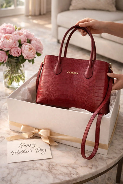 Carrera Novelya – Full-Grain Croco Embossed Leather Women's Bag Mother's day gift