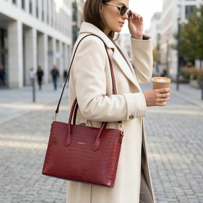 Carrera Novelya – Full-Grain Croco Embossed Leather Women's Bag