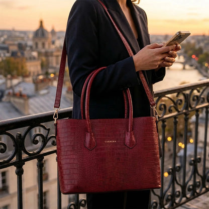 Carrera Novelya – Full-Grain Croco Embossed Leather Women's Bag