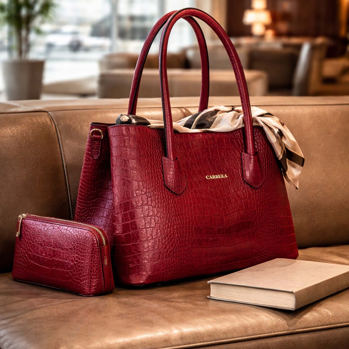 Carrera Novelya – Full-Grain Croco Embossed Leather Women's Bag