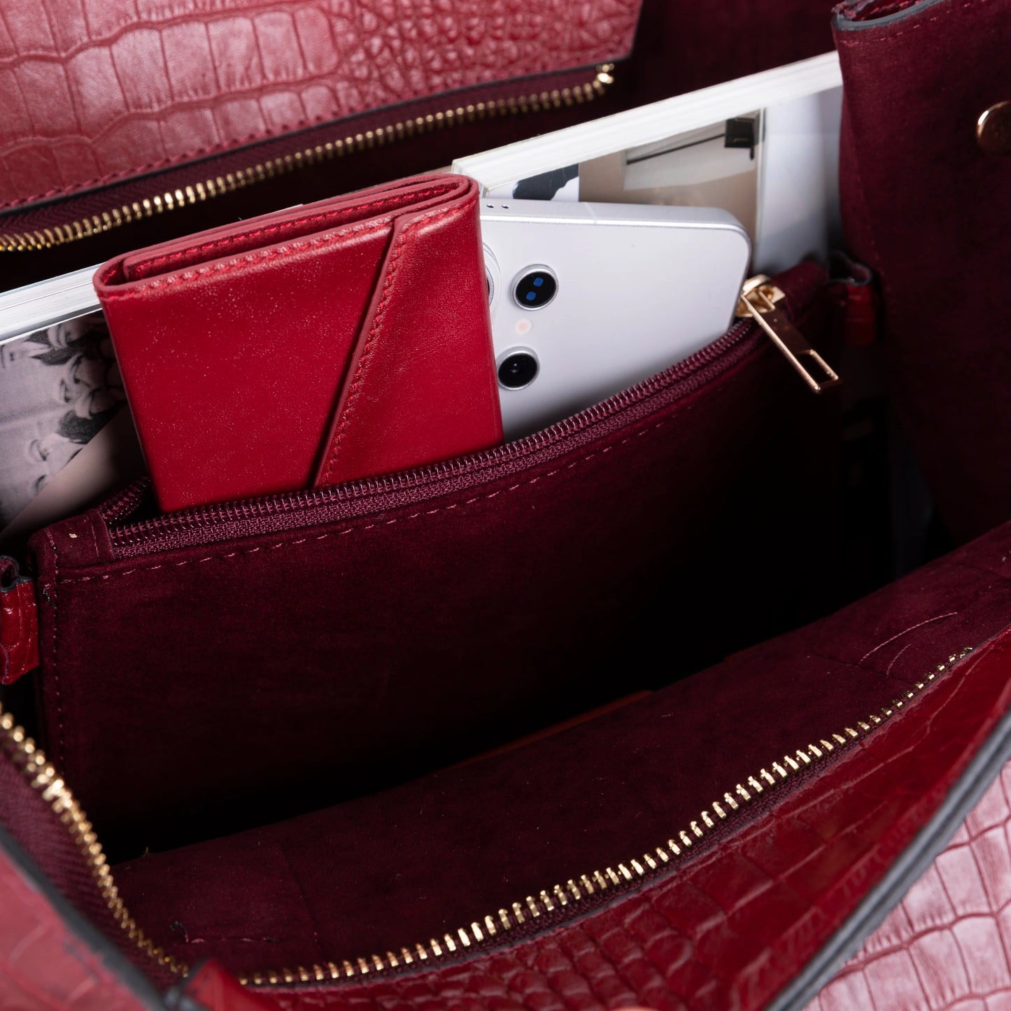 Carrera Novelya – Full-Grain Croco Embossed Leather Women's Bag