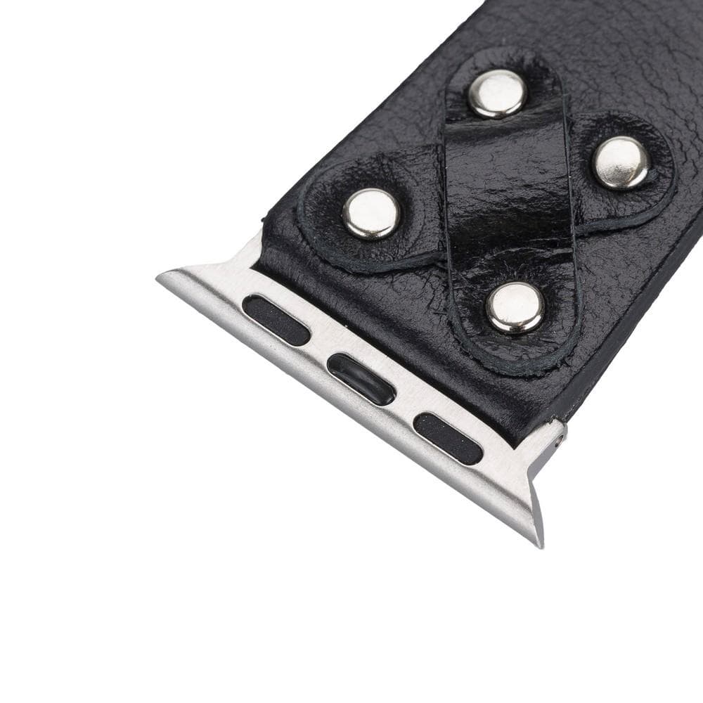 Leather Apple Watch Bands / Cross Style with Silver Trok 