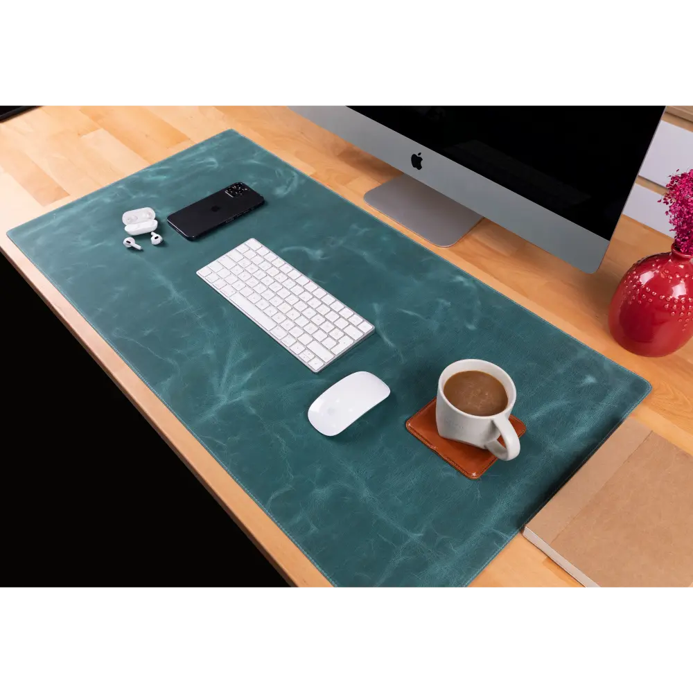 Natural Leather Desk Mat 14.6" x 31.5" (37 Cm x 80 Cm)