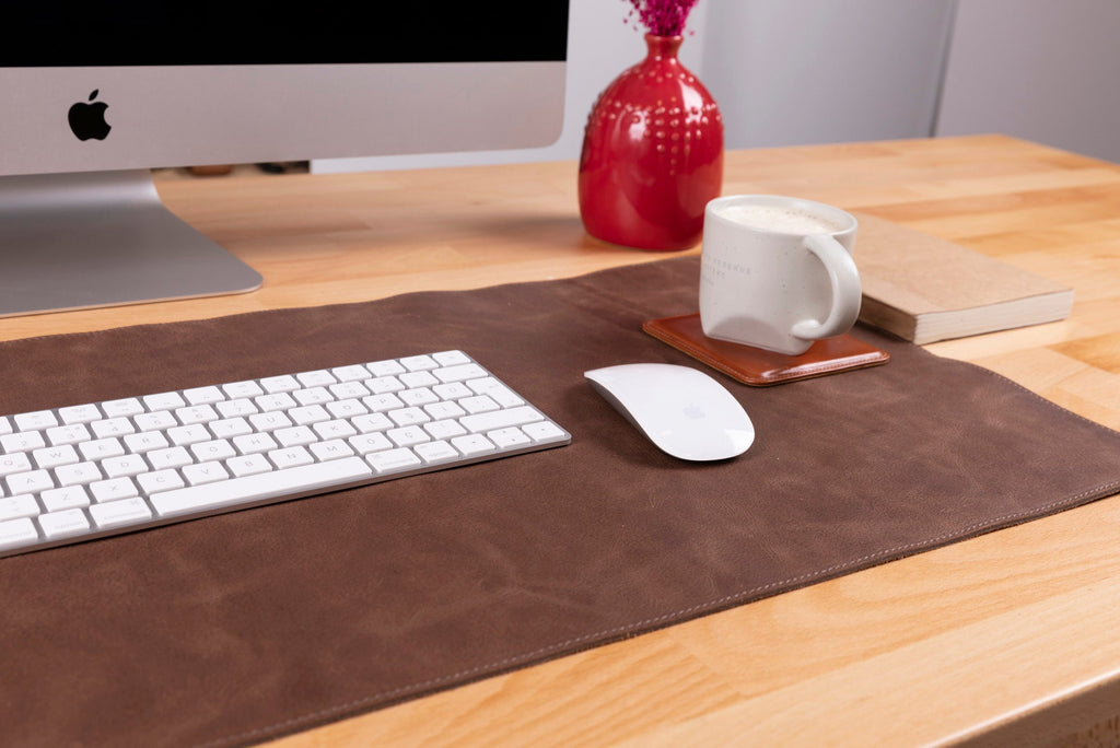 Natural Leather Desk Mat 14.6" x 31.5" (37 Cm x 80 Cm)