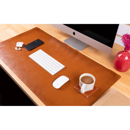 Natural Leather Desk Mat 14.6" x 31.5" (37 Cm x 80 Cm)