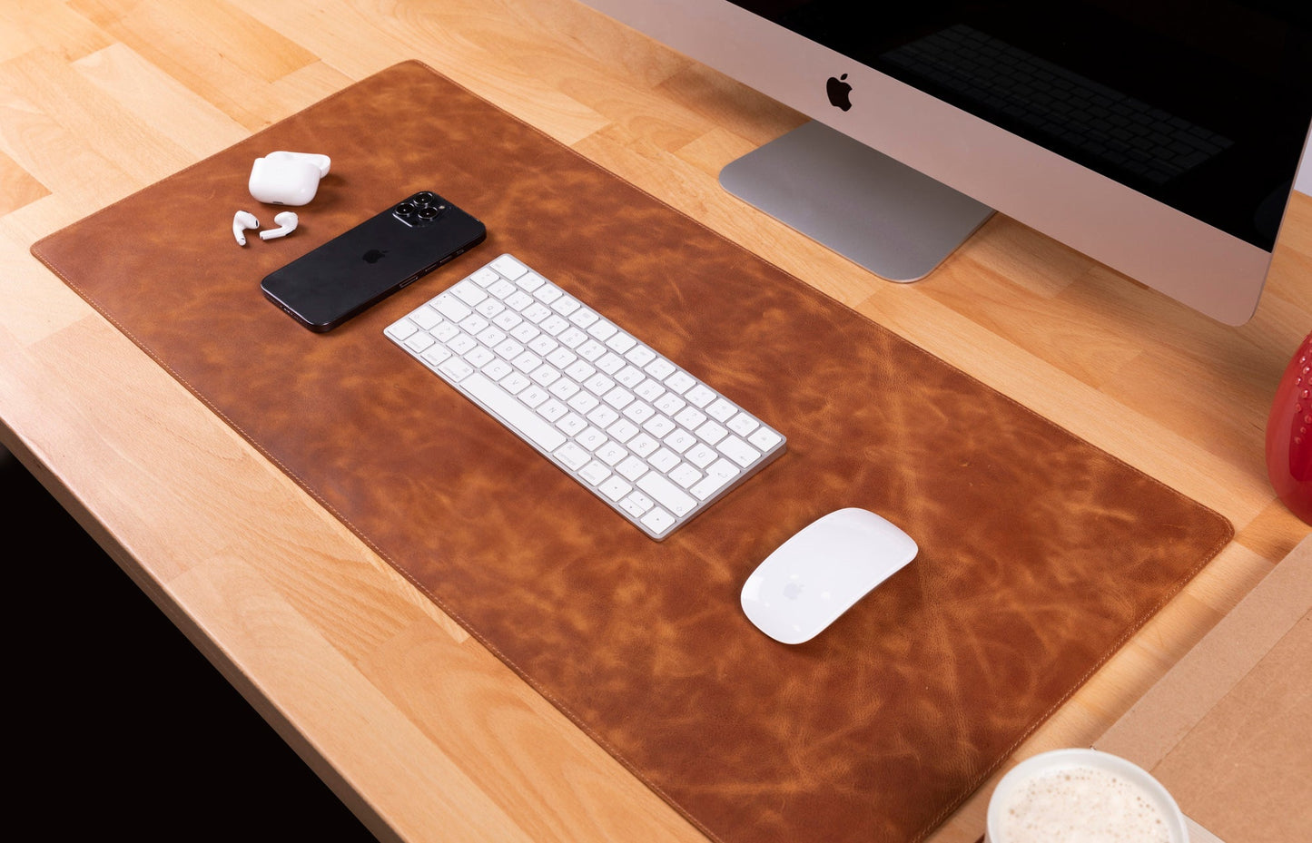 Natural Leather Desk Mat 14.6" x 31.5" (37 Cm x 80 Cm)