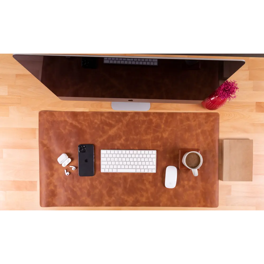 Natural Leather Desk Mat 14.6" x 31.5" (37 Cm x 80 Cm)