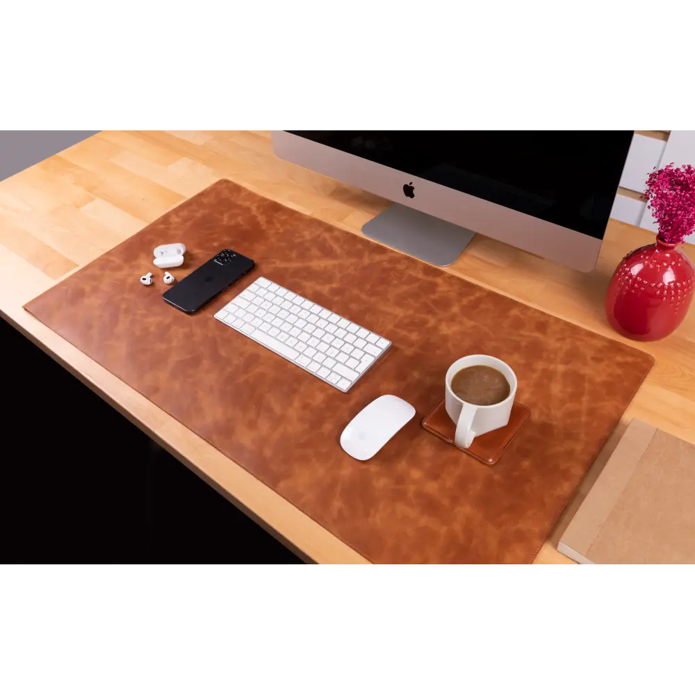 Natural Leather Desk Mat 14.6" x 31.5" (37 Cm x 80 Cm)