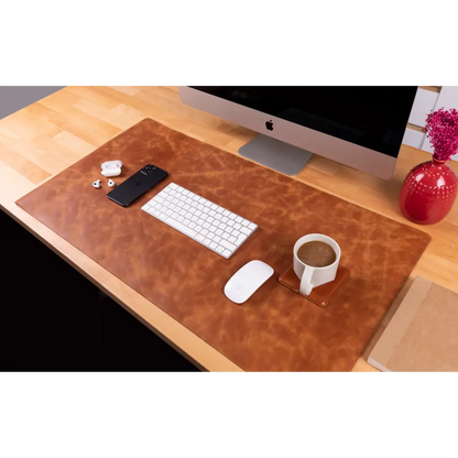 Natural Leather Desk Mat 14.6" x 31.5" (37 Cm x 80 Cm)