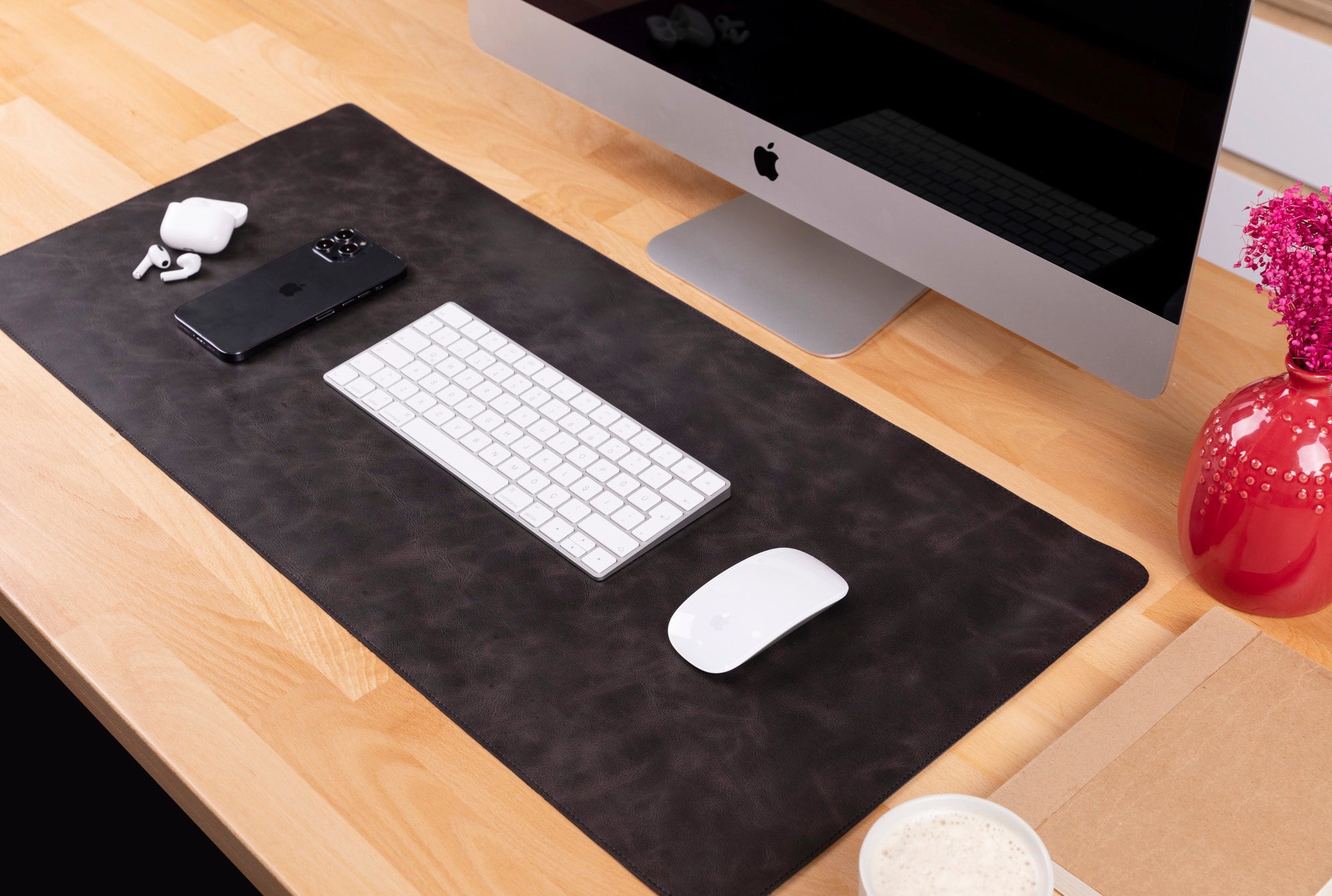 Natural Leather Desk Mat 14.6" x 31.5" (37 Cm x 80 Cm)