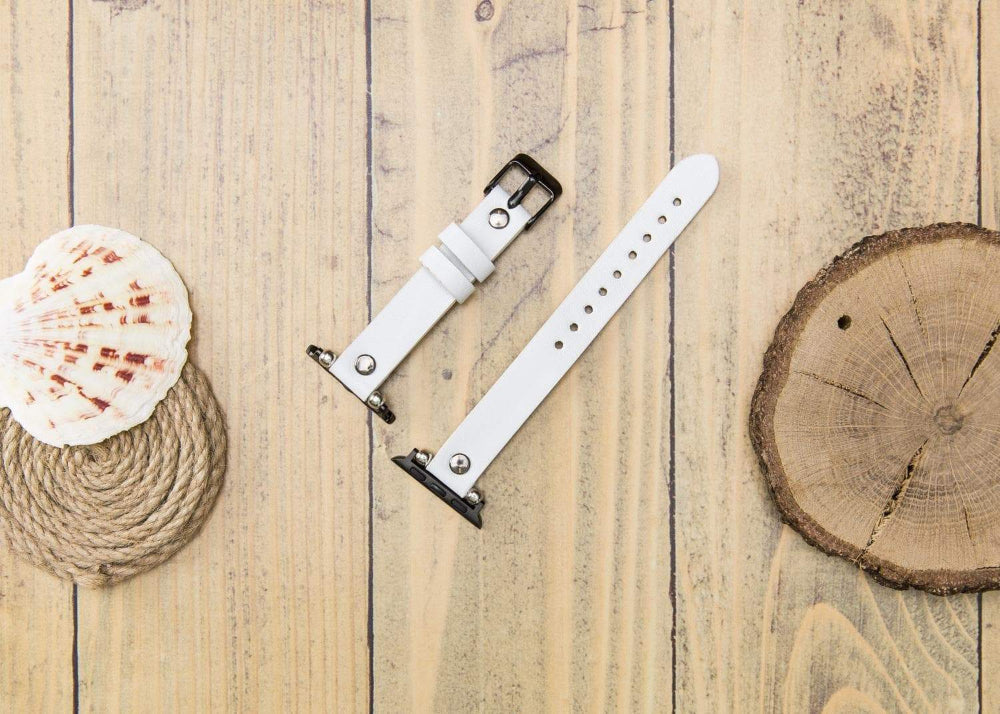 Leather Apple Watch Bands - Ferro Silver Trok Style 