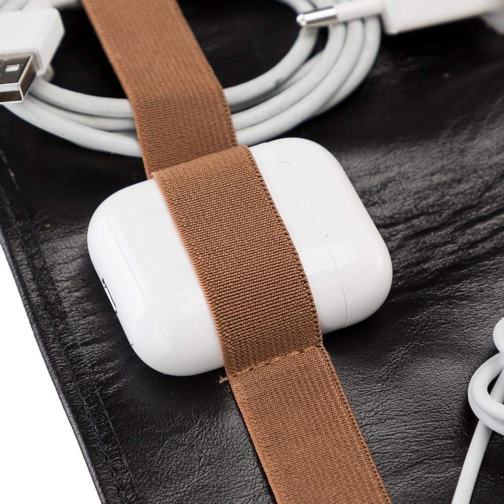 Foldable Leather Cable Organizer – Travel Cord & Tech Accessory Case