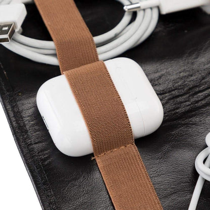 Foldable Leather Cable Organizer – Travel Cord & Tech Accessory Case
