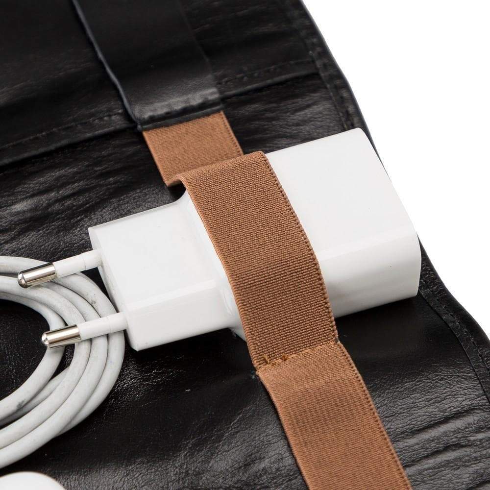 Foldable Leather Cable Organizer – Travel Cord & Tech Accessory Case