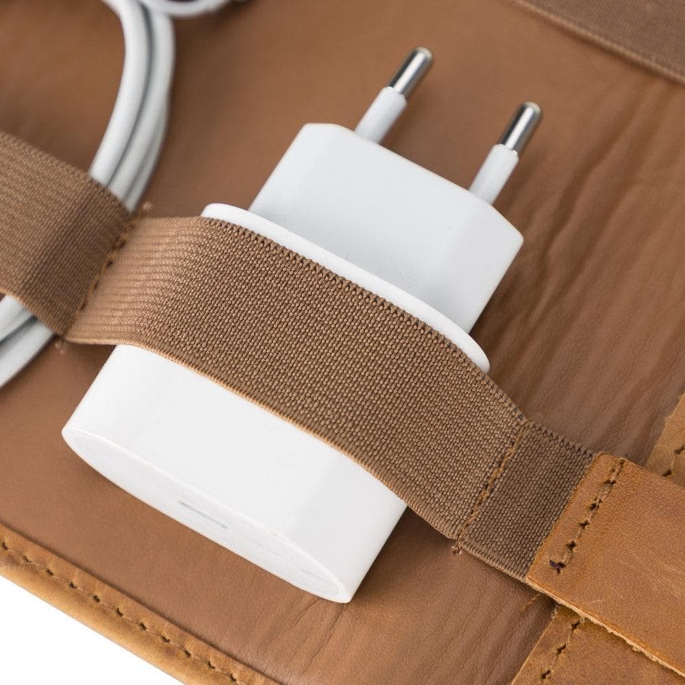 Foldable Leather Cable Organizer – Travel Cord & Tech Accessory Case