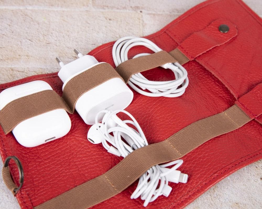 Foldable Leather Cable Organizer – Travel Cord & Tech Accessory Case