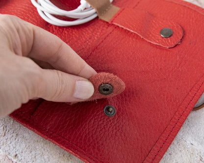 Foldable Leather Cable Organizer – Travel Cord & Tech Accessory Case