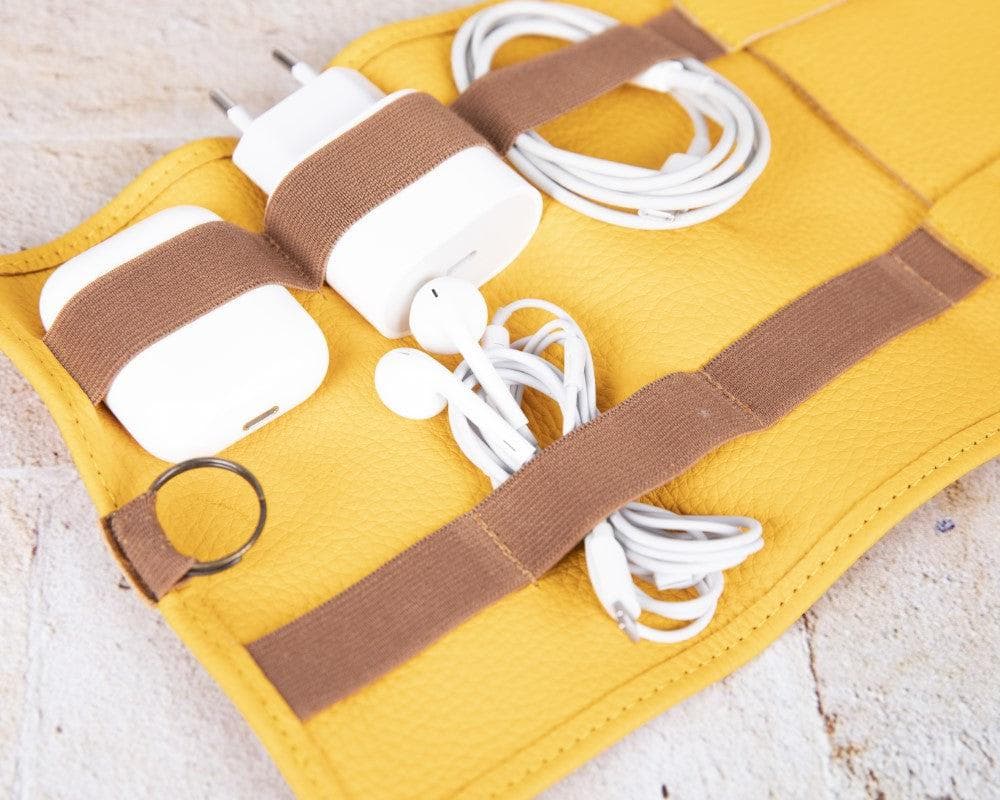 Foldable Leather Cable Organizer – Travel Cord & Tech Accessory Case