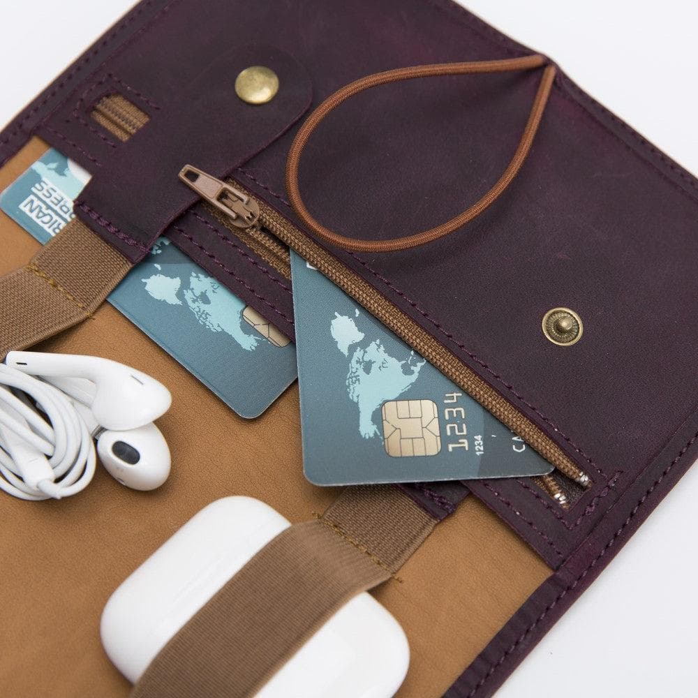 Foldable Leather Cable Organizer – Travel Cord & Tech Accessory Case