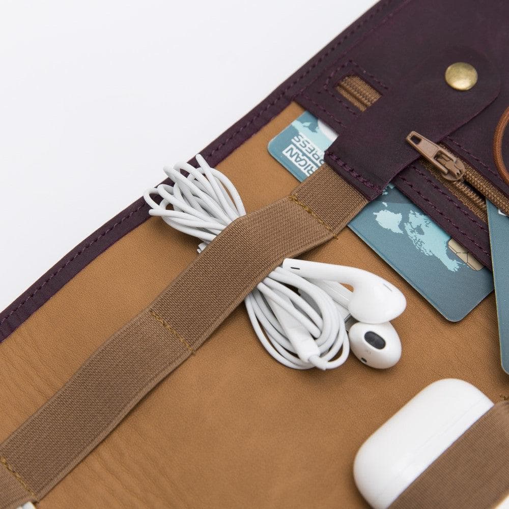 Foldable Leather Cable Organizer – Travel Cord & Tech Accessory Case