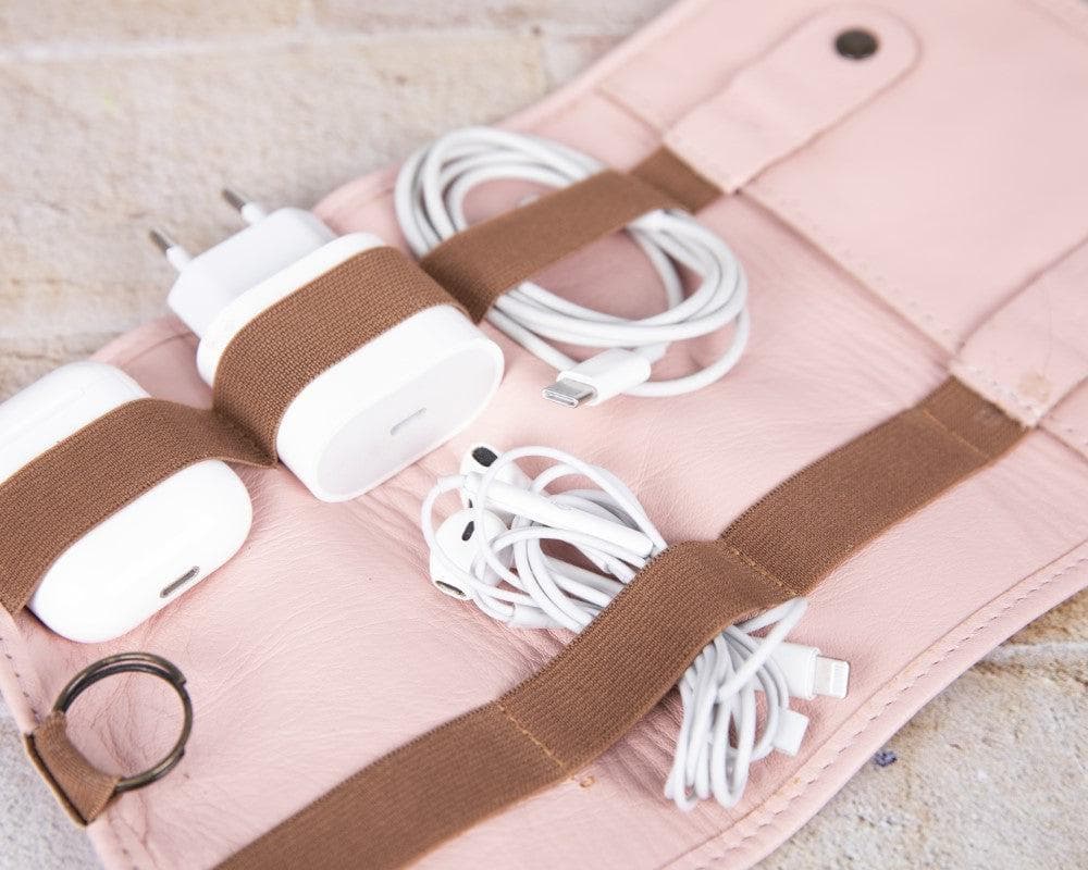 Foldable Leather Cable Organizer – Travel Cord & Tech Accessory Case