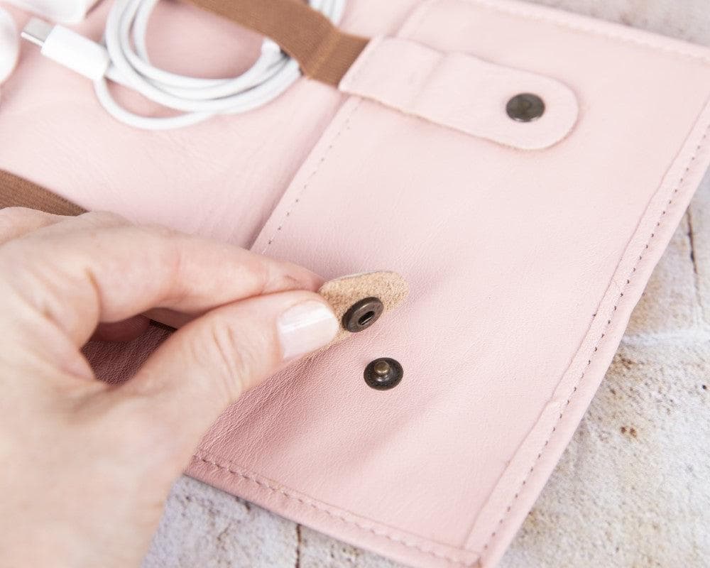 Foldable Leather Cable Organizer – Travel Cord & Tech Accessory Case