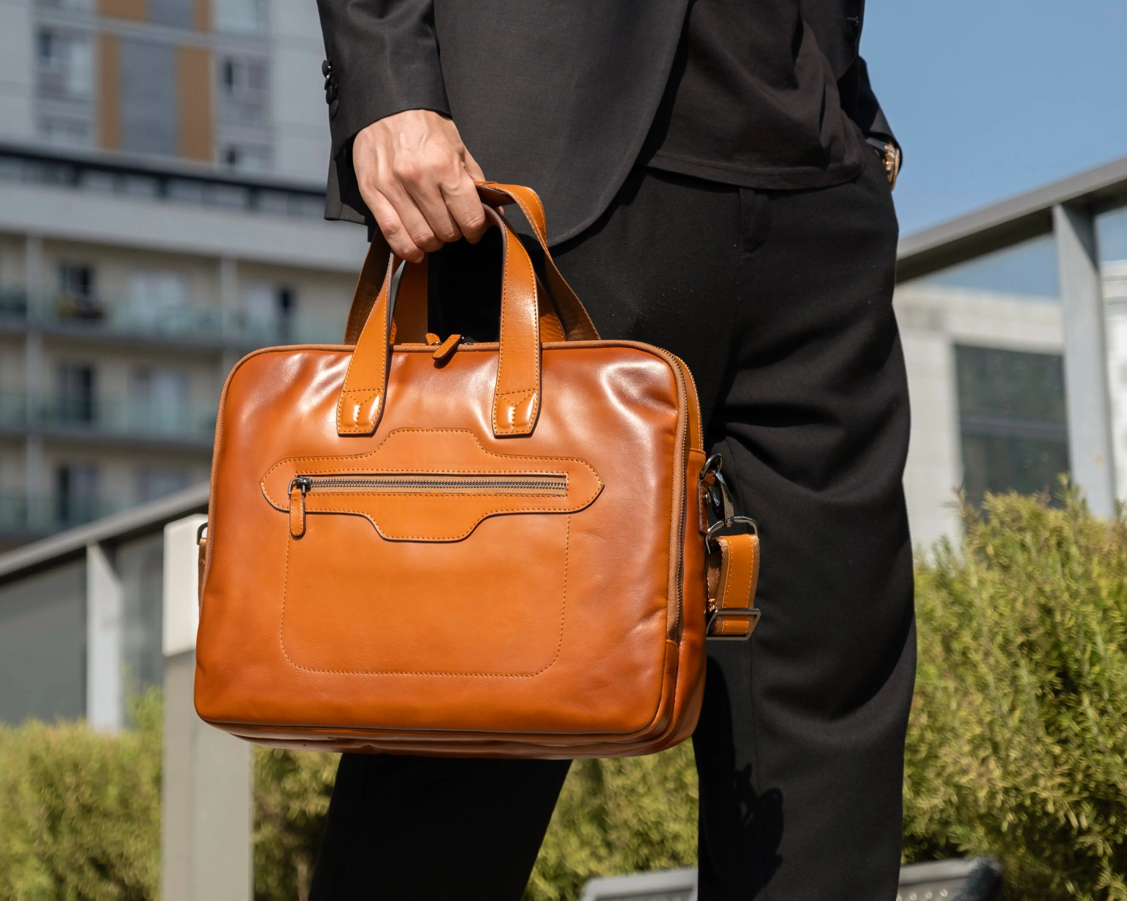 Genuine Leather Briefcase Bag-Luxara