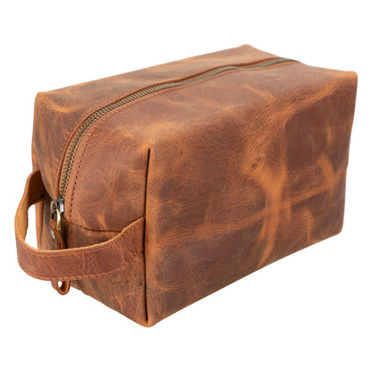 Genuine Leather Dopp Kit - Personalized Toiletry & Shaving Bag, Large