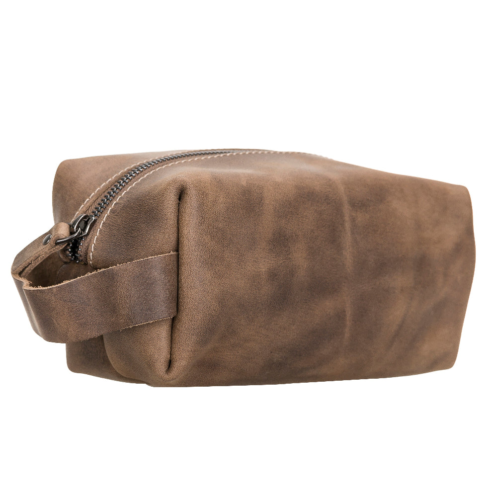 Genuine Leather Dopp Kit - Personalized Toiletry & Shaving Bag, Large