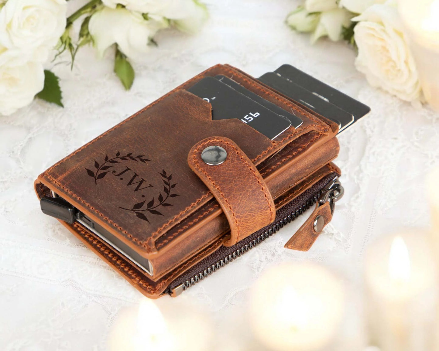 Handmade Pop Up Leather Card Holder