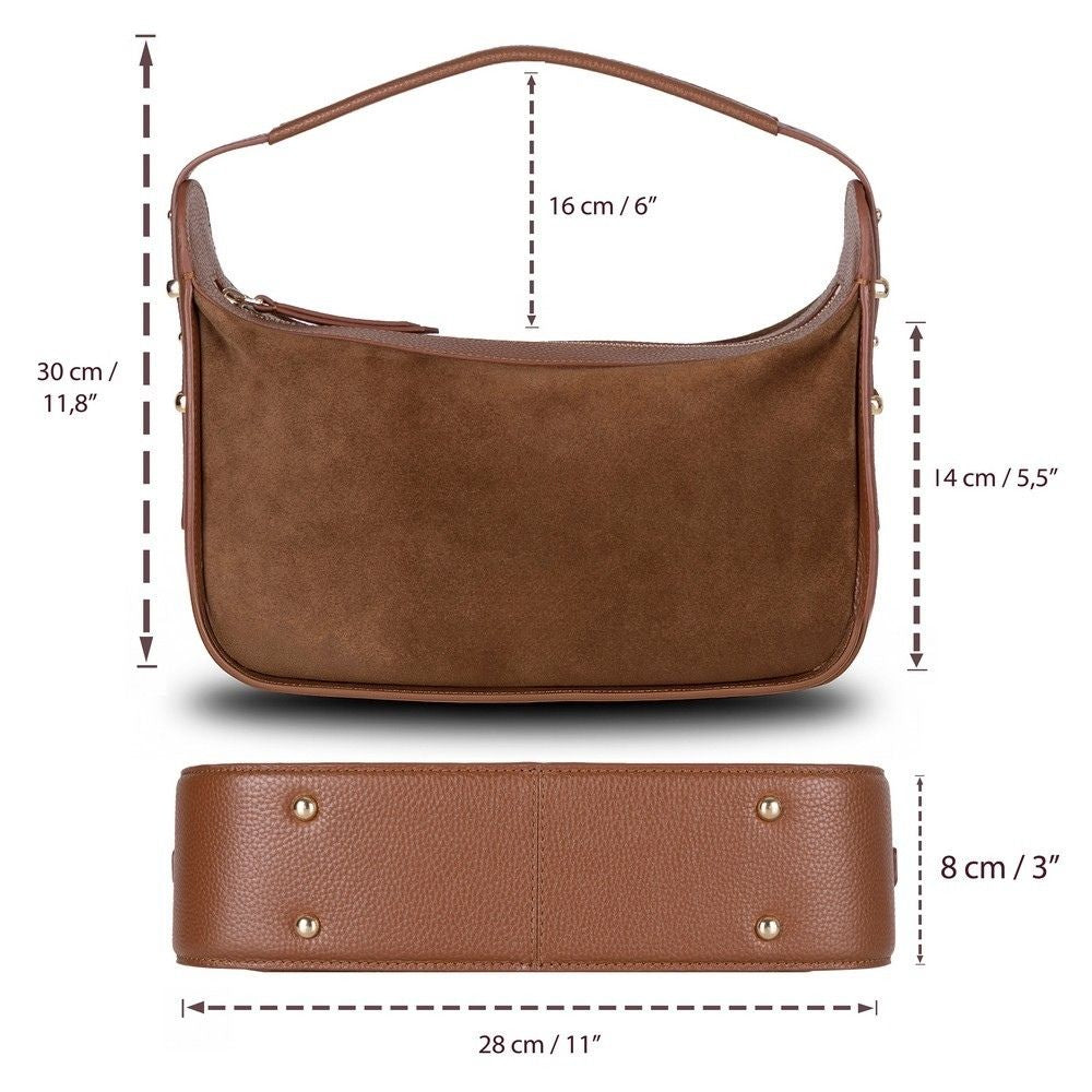 Handmade Suede Leather Women's Shoulder Bag