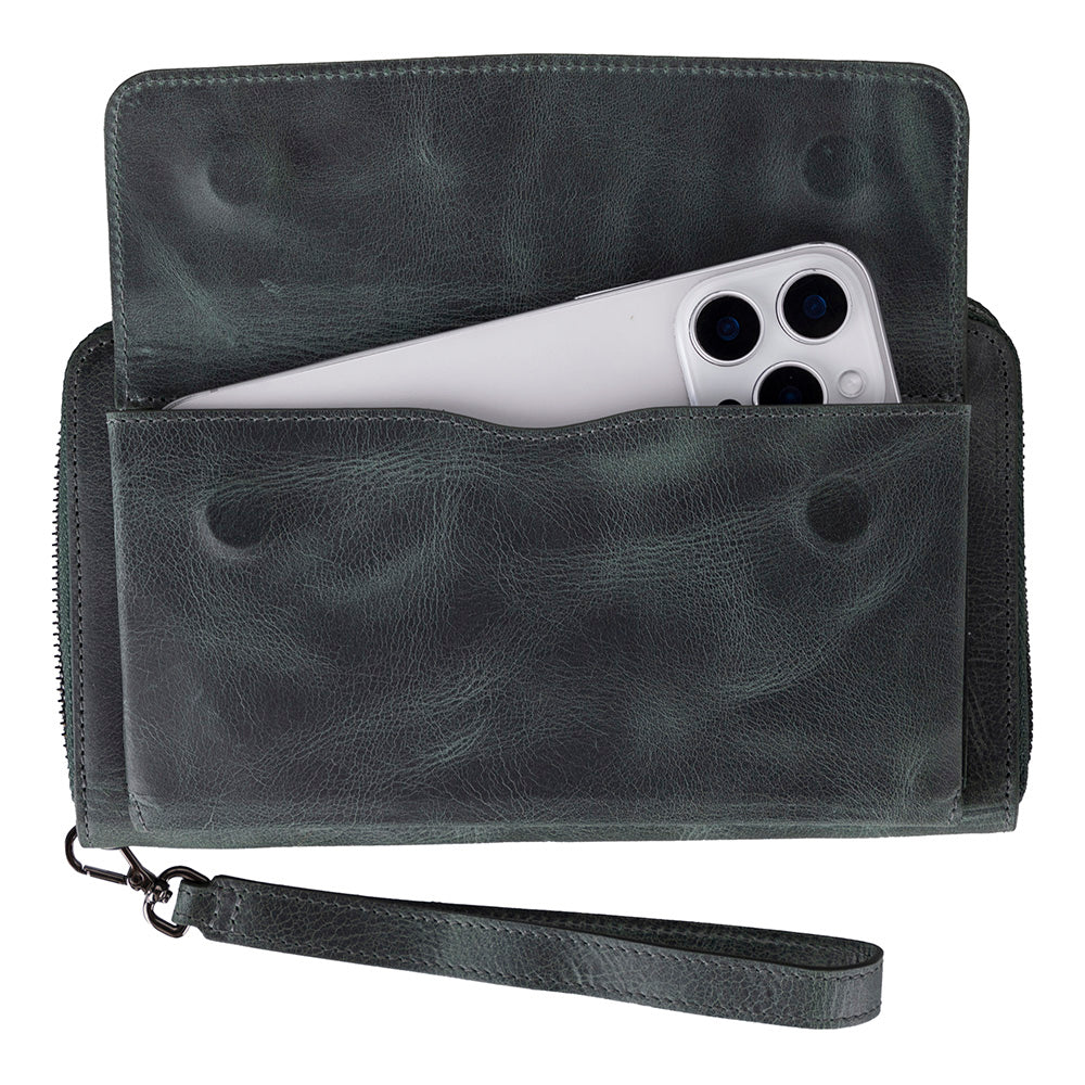 Heritage Unisex Leather Wallet & Phone Bag with Wrist Strap
