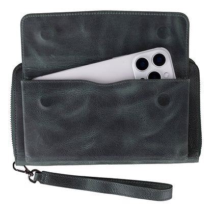 Heritage Unisex Leather Wallet & Phone Bag with Wrist Strap