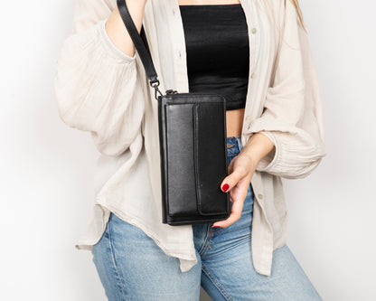 Heritage Unisex Leather Wallet & Phone Bag with Wrist Strap