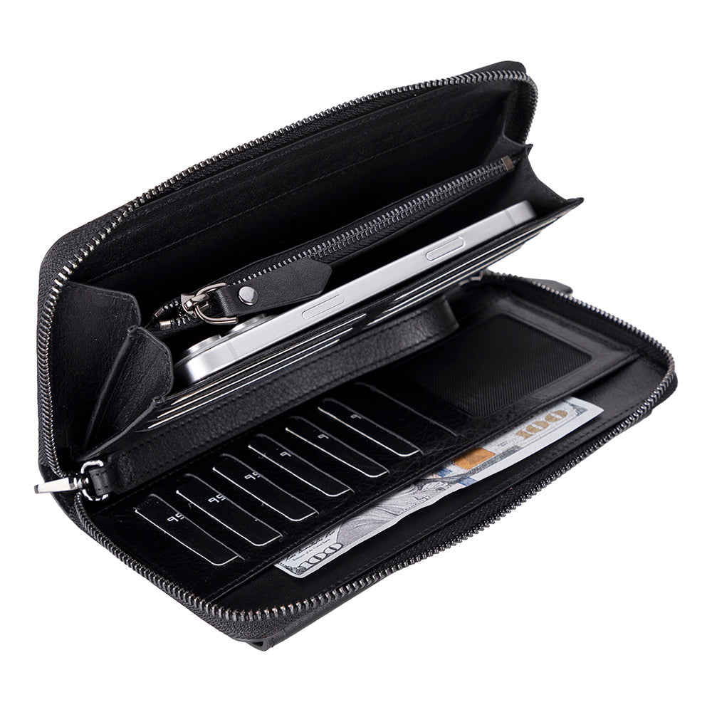 Heritage Unisex Leather Wallet & Phone Bag with Wrist Strap